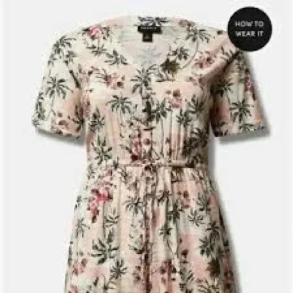 TORRID Rayon Slub Button Front Romper SIZE 3 - Picture 2 of 10